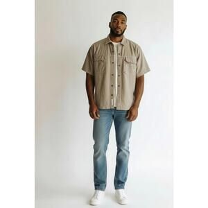 Vintage Men’s Akademiks A101 Gray Short Sleeve Button Down Shirt, Size XL